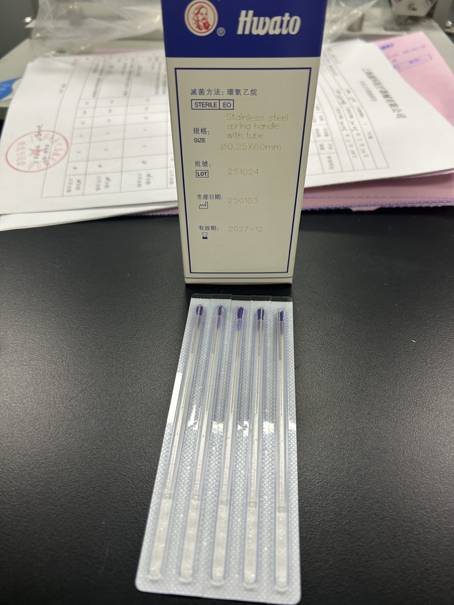 HWATO – Çelik Akupunktur İğnesi 0.25mm x 60mm (kılavuzlu) – 10 Kutu (1000 adet)