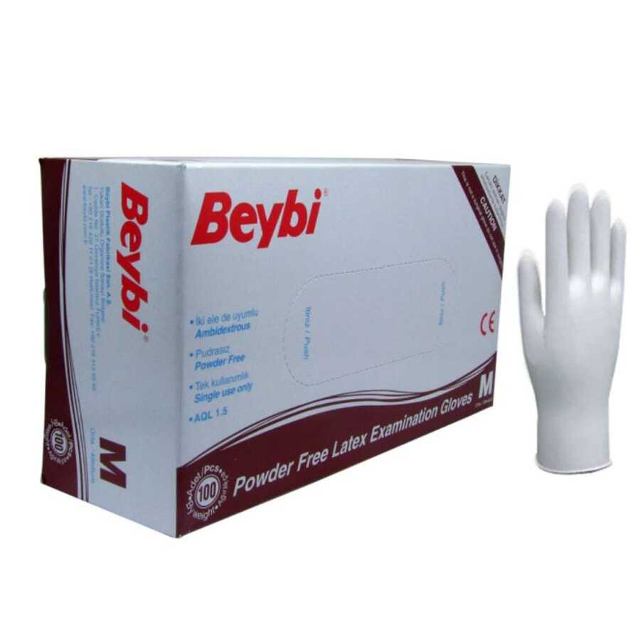 BEYBİ – LATEX PUDRASIZ BEYAZ ELDİVEN MEDIUM – 1 Kutu (100 adet)