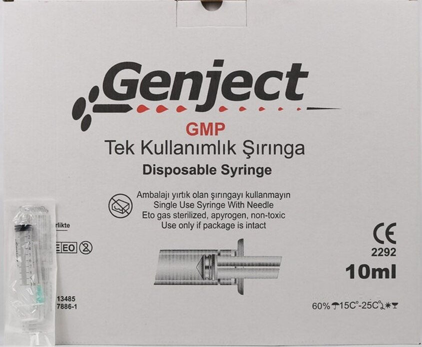 GENJECT – 10mL Enjektör İğneli (Yeşil Uç) – 1 Kutu (250 adet)