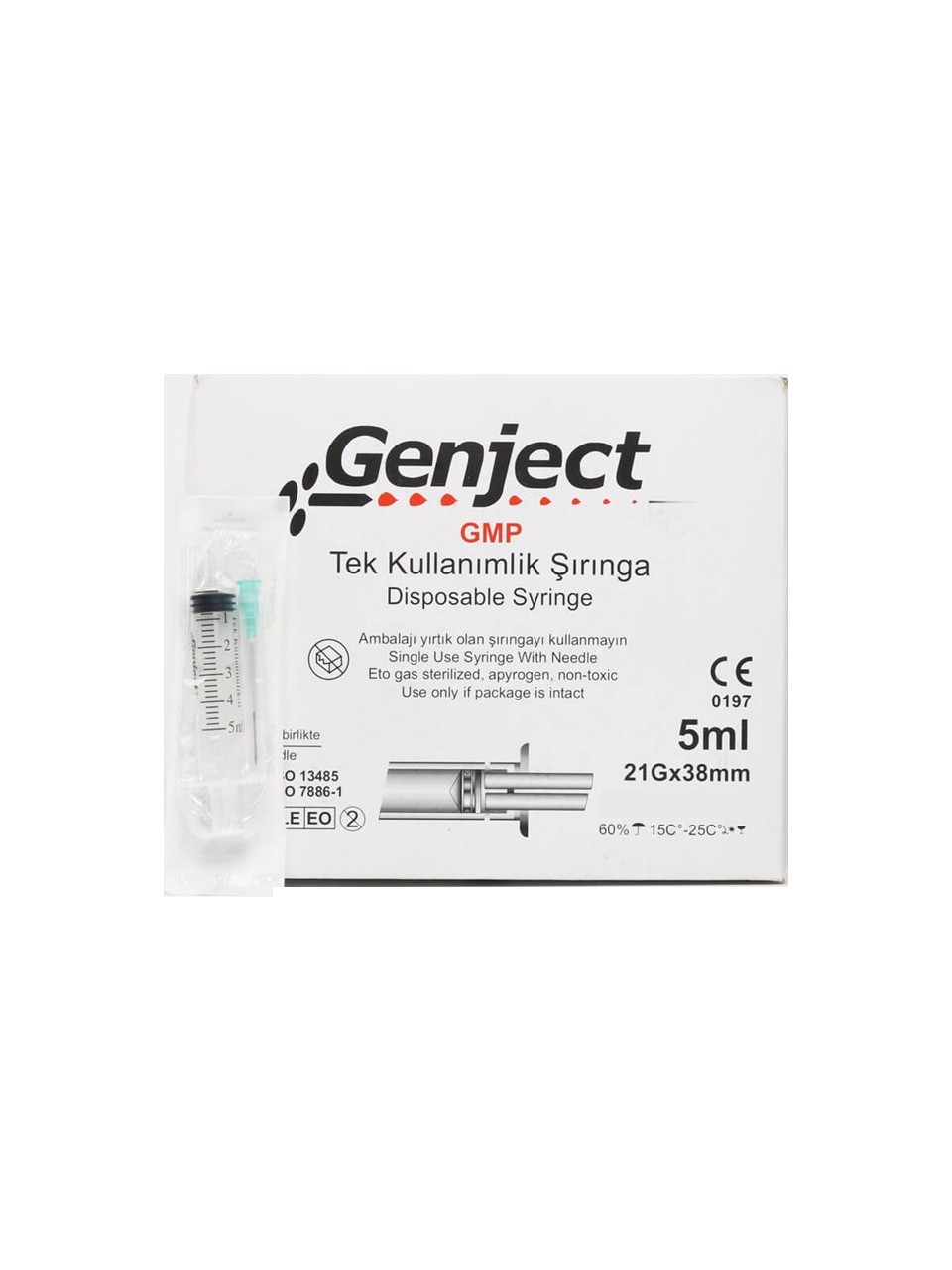 GENJECT – 5mL Enjektör İğneli (Yeşil Uç) – 1 Kutu (250 adet)
