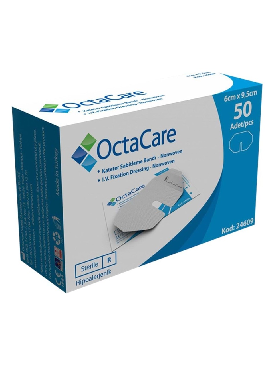 OctaCare – 24609 – Nonwoven Kateter Sabitleme Bandı – 6 cm x 9,5 cm – 1 Kutu (100 adet)