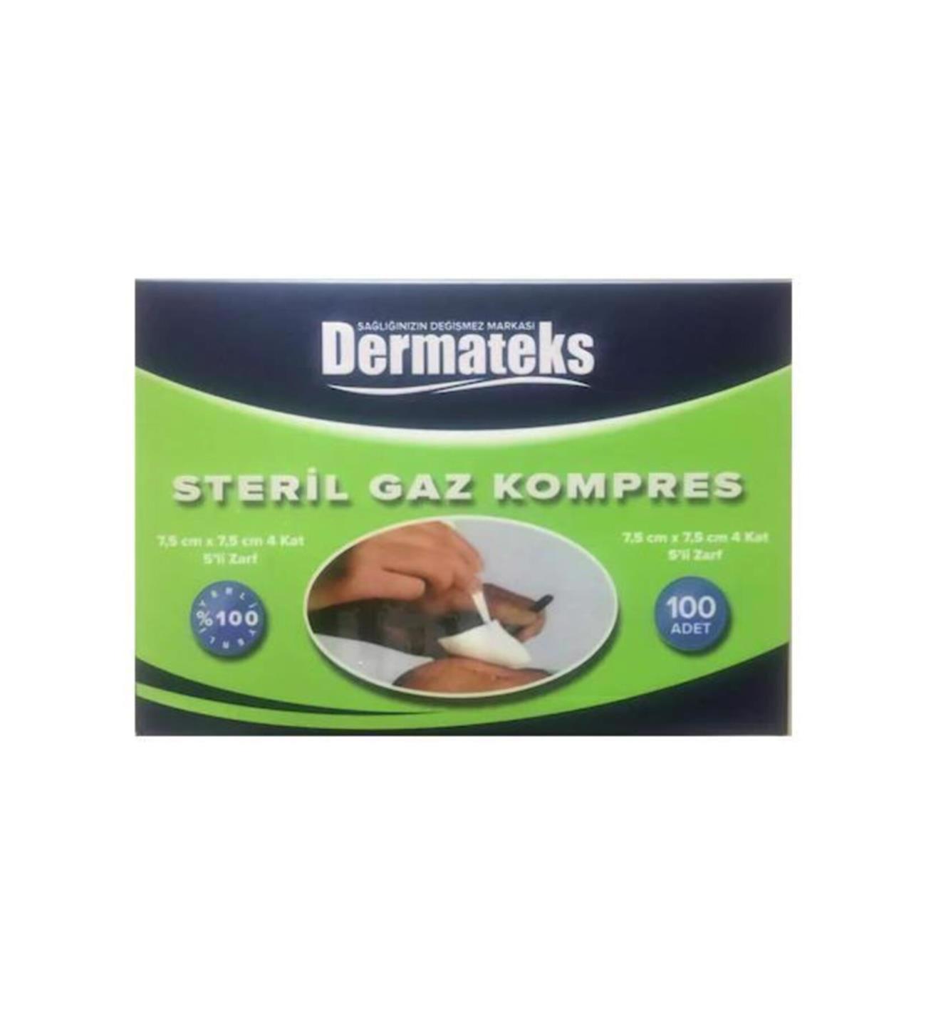 DERMATEKS- Gazlı Bez – Steril 7.5cm x 7.5cm – 1 Kutu (100 adet)